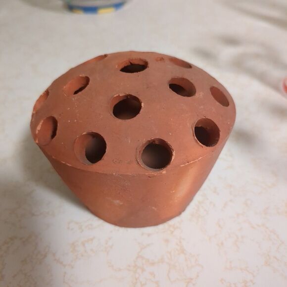 Flower Frog Antique Clay / Terra Cotta Large 3 3/4" - Picture 1 of 2